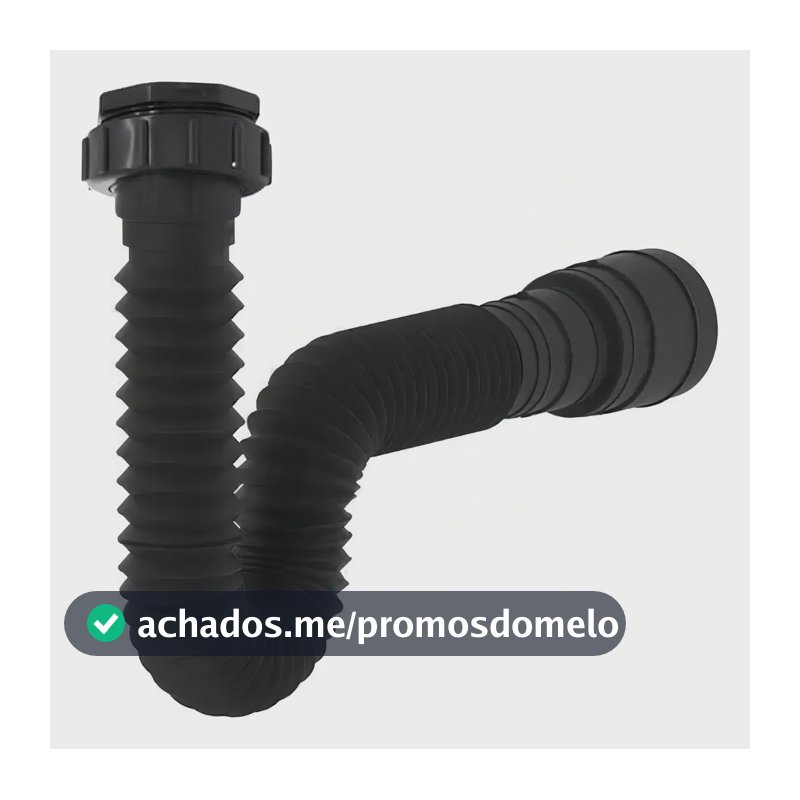 Sifão Sanfonado Preto Delflex Flexível Para Pia Cozinha/Banheiro PVC