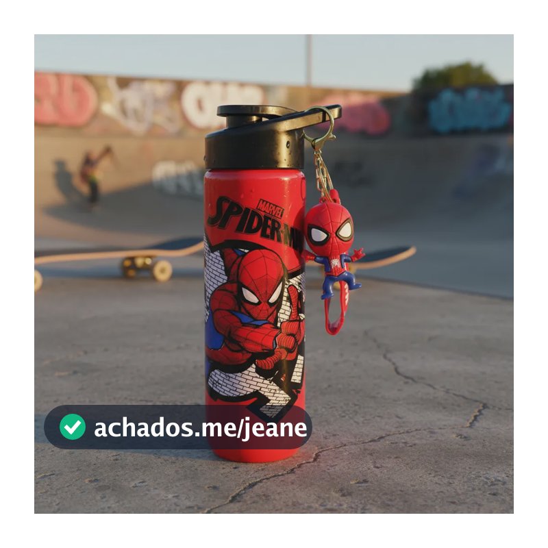 Garrafa Homem Aranha Infantil 700ml Original + Chaveiro Homem Aranha Vermelho