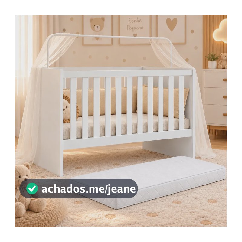 Berço Giovana Colchão Incluso 130x70 Vira Mini Cama Branco Branco
