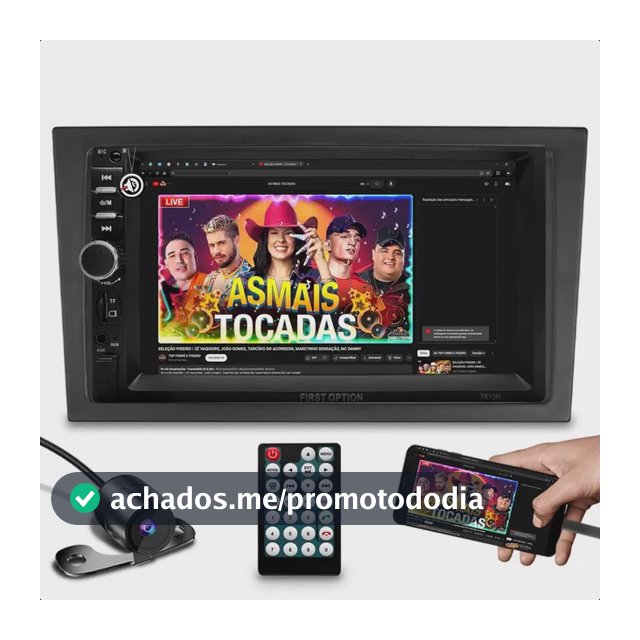 Kit Som Pra Carro Rádio Mp5 Bt Combo Multi Midia Bluetooth Moldura + Câmera De Ré Conjunto Completo 2 Din Espelha Android Ios Painel De 7 Polegadas