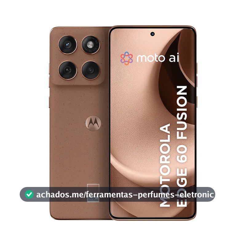 Smartphone Motorola Edge 60 Fusion 5G - 256GB 8GB RAM+16GB Ram Boost, Tela Quad-Curve moto AI 50MP Sony Camera ultrarresistencia militar IP68 + IP69 - Mocha Mousse