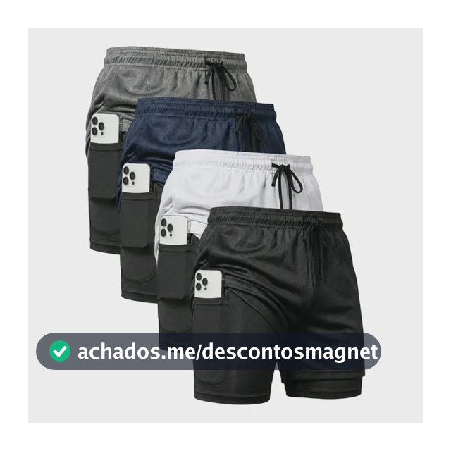 Kit 4 Shorts 2 Em 1 Duplo Dryfit Masculino Compressão Térmic