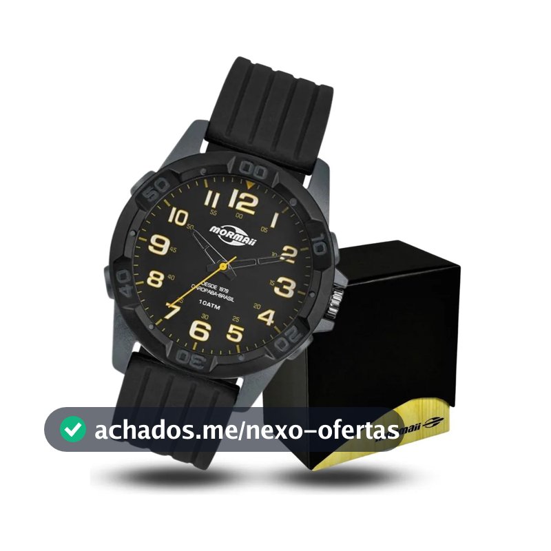 Relógio Mormaii Masculino Analógico Esportivo Preto com Pulseira de Silicone