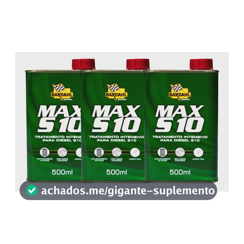Aditivo Combustível Diesel Bardahl Max S10 500ml Kit 3 Un.