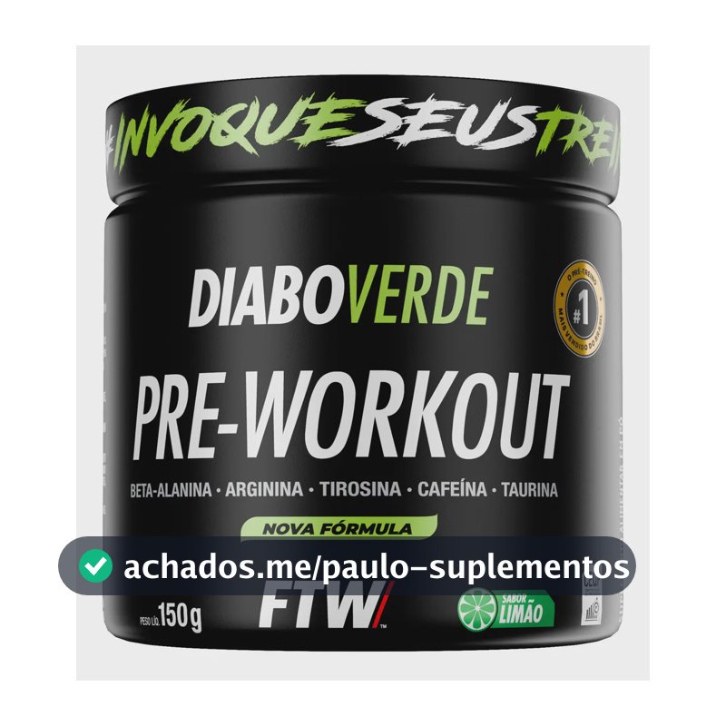 Pré Treino Pre Workout DIABO VERDE Pote 150g Sabor Limão FTW