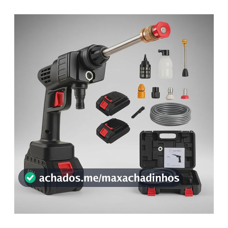 Lavadora Lava Jato Portátil Alta Pressão 2 Baterias + Maleta Preto 50 Hz X 60 Hz