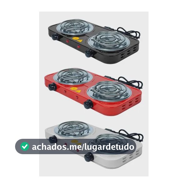 Fogão Cooktop Fogareiro Elétrico 2 Bocas Portátil 110 E 220v Preto 127v