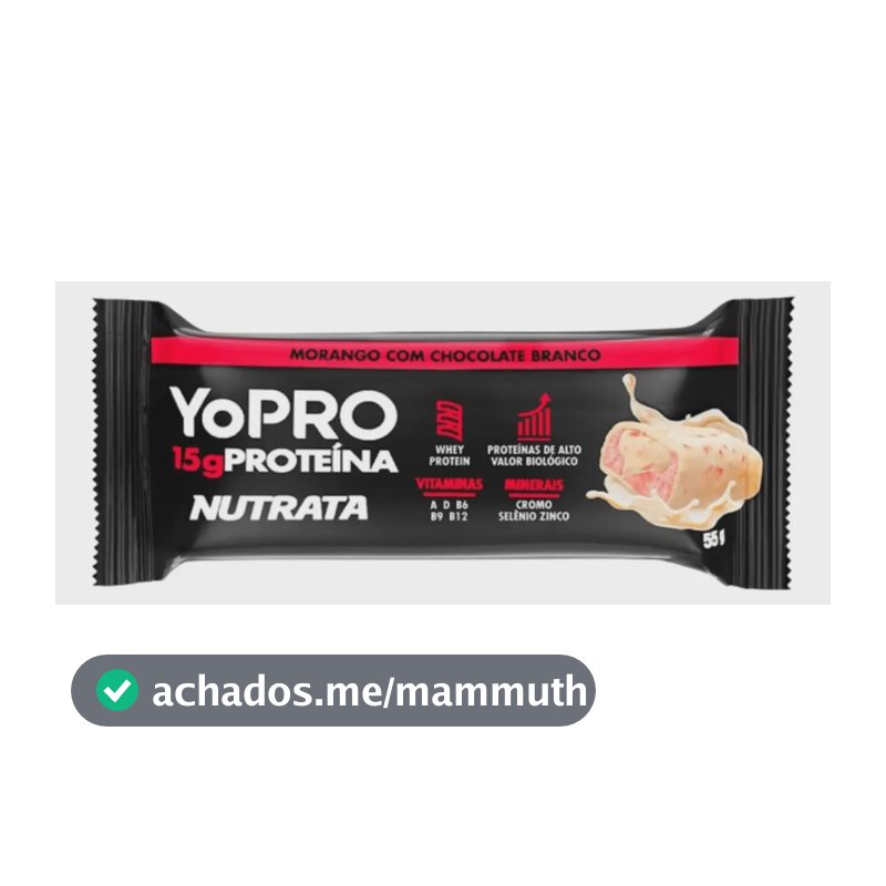 NUTRATA YOPRO 55G C/ 12 BARRAS - MORANGO COM CHOCOLATE BRANCO