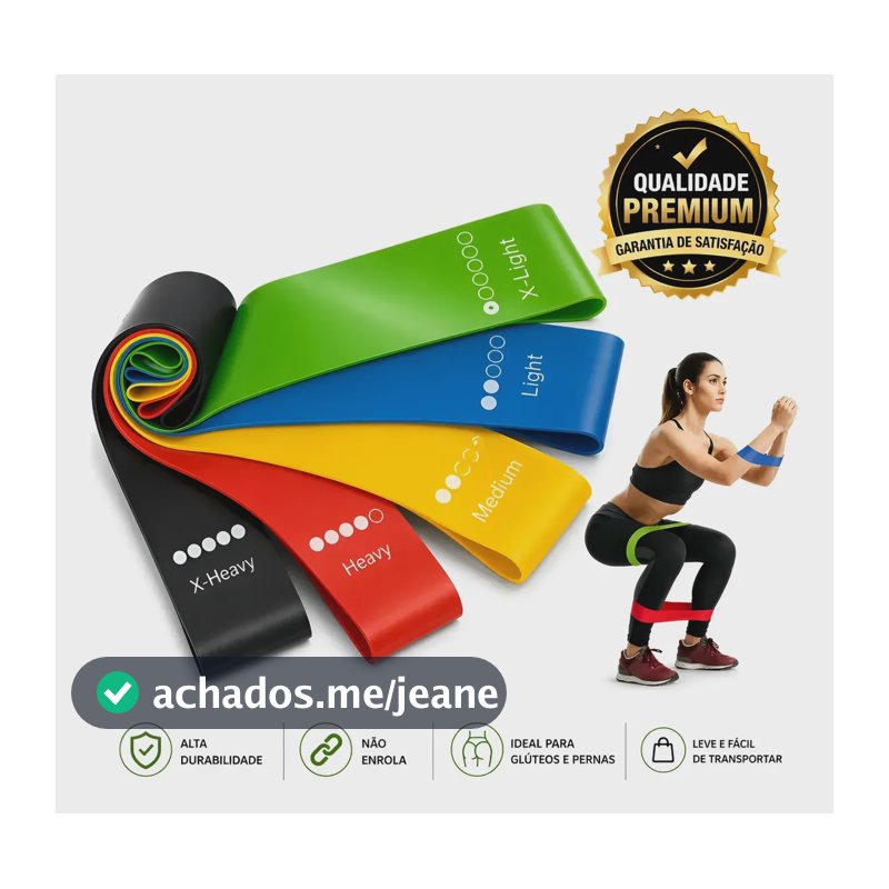 Kit 5 Faixa Elastica P/ Treino Extersor Super Band Academia