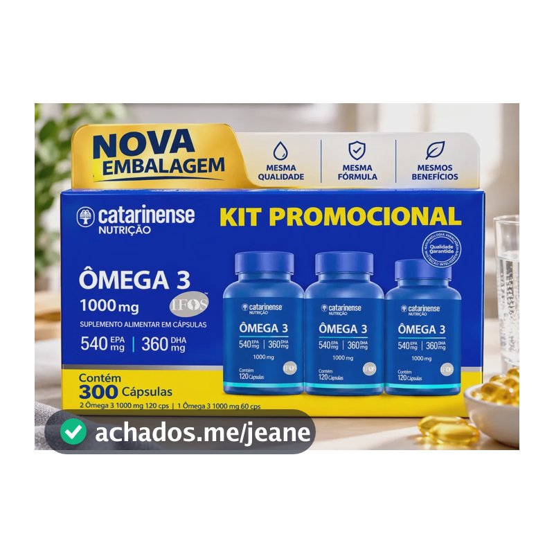 Ômega 3 Catarinense Ácidos Graxos Em Cápsula Sem Sabor kit 300 capsulas