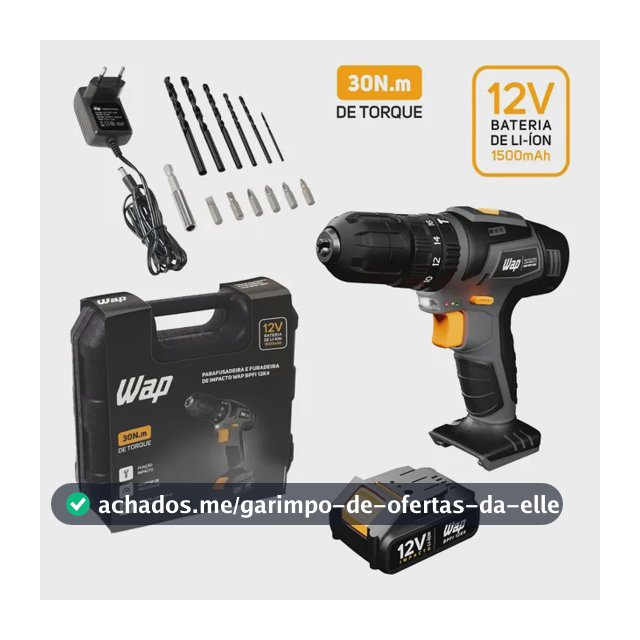 Parafusadeira e Furadeira com Impacto WAP BPFI 12K4 com Led de Iluminação Maleta