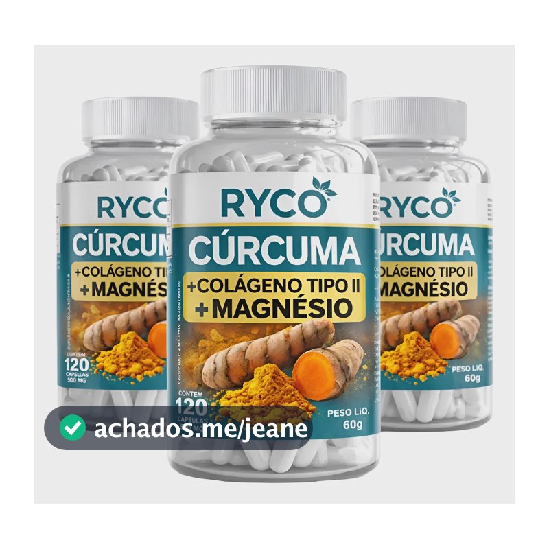 3x Cúrcuma Com Colágeno Tipo 2 + Cloreto Magnésio 360cáps Sem Sabor