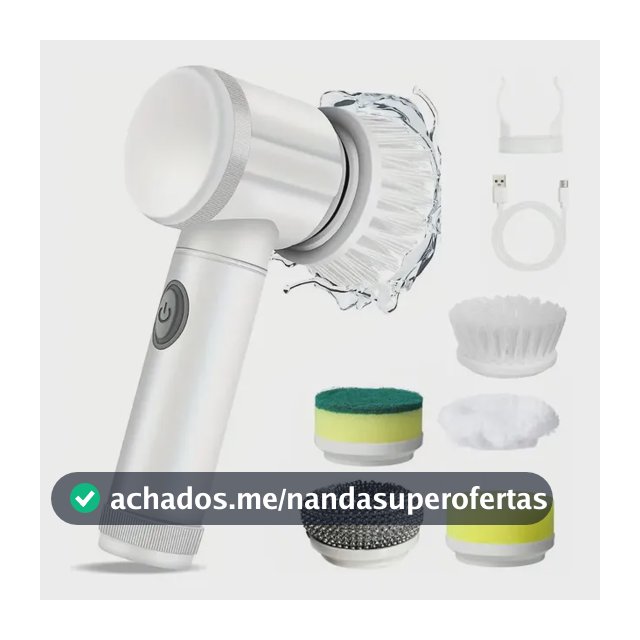 Escova De Limpeza Elétrica 5 Em 1 Multifuncional Giratória Branco
