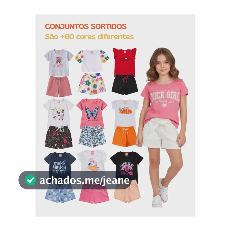 Kit 4 Peças De Roupa Conjunto Infantil Menina Verão Sortido Multicolorido 8