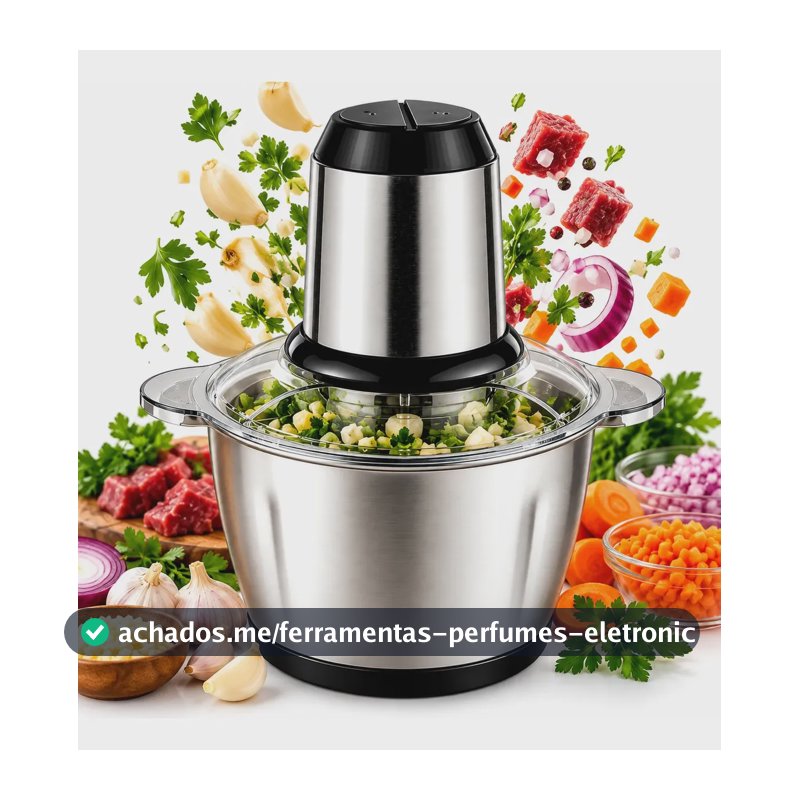 Processador Elétrico Triturador Inox Para Carne Potente 2l Inox 220v