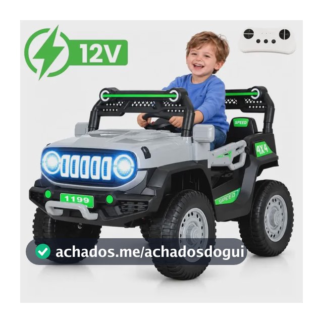 Carrinho Elétrico Infantil 12V Mini Carro Brinquedo Passeio Cinza