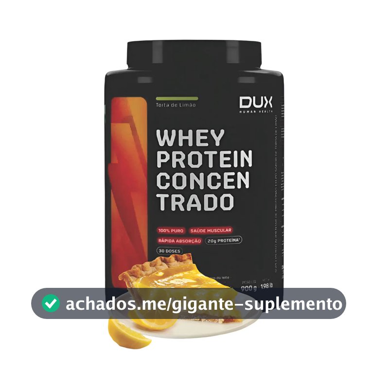 Whey Dux Concentrado 900g 32 Doses 20g Proteína Sabor Limao Sabor Torta De Limão
