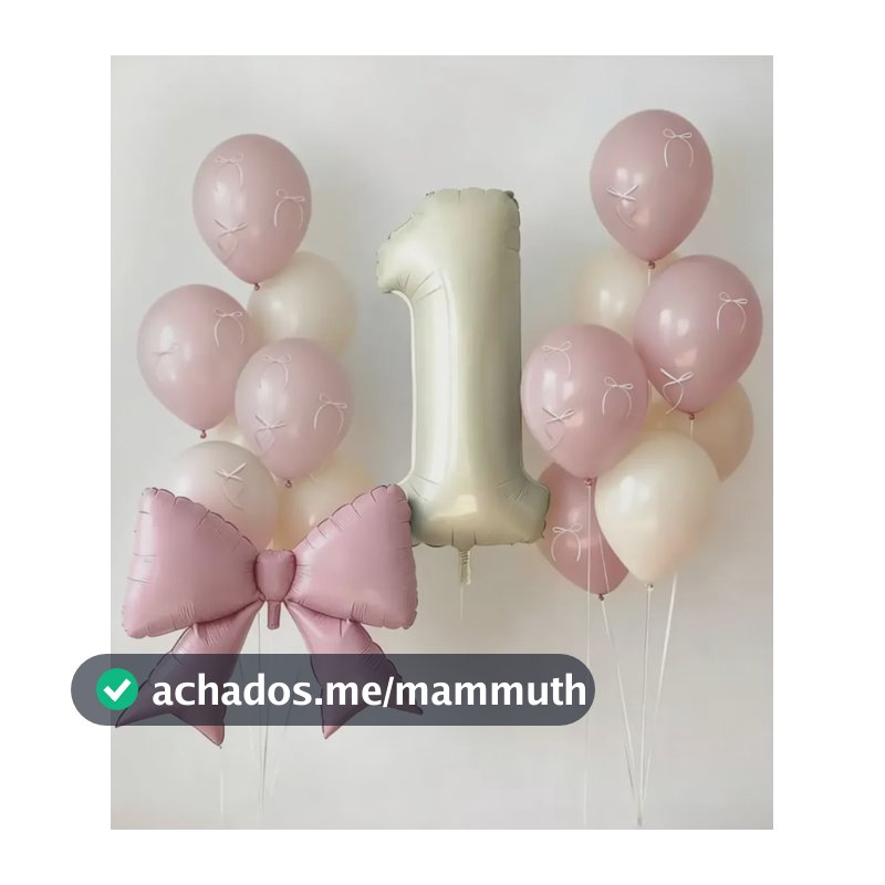 Kit Balão Número Creme 75cm + Laço Rosa + 13 Balões Latex Número 1