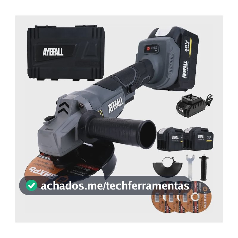 Esmerilhadeira Lixadeira Angular Brushless 125mm 48v Bateria Cinza-escuro 127/220v