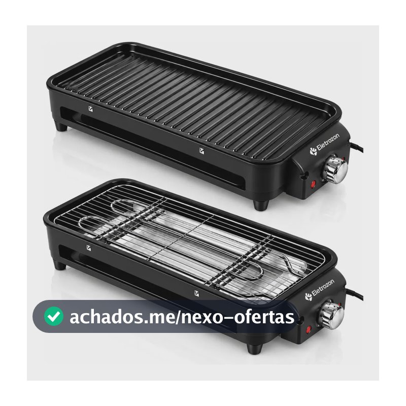 Churrasqueira Eletrica Para Bancada com pe Grill ELT-5720 Sem fumaça Para Apartamento Eletrozon Preto