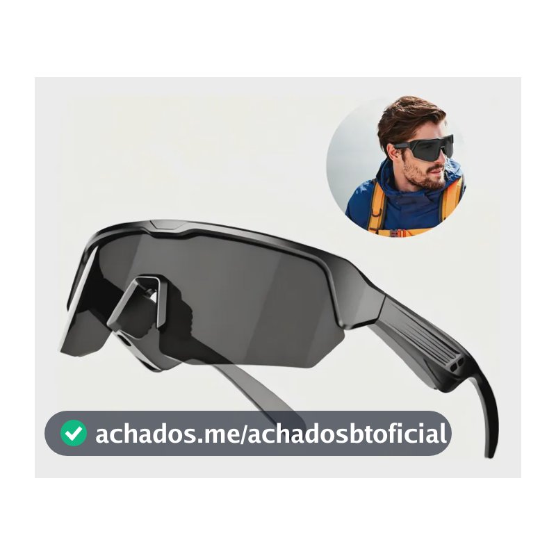 Óculos Ciclismo Com Fone De Ouvido Bluetooth Proteção Uv400 Cinza Preto