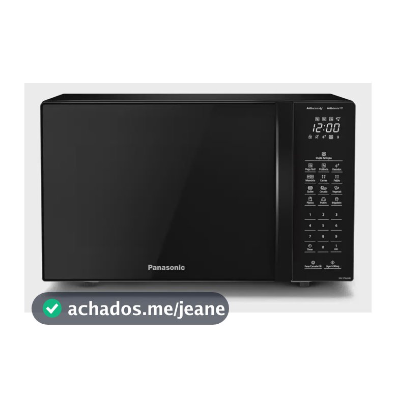 Microondas Panasonic Nn-st66nbru Black Glass 34L Dupla Refeição