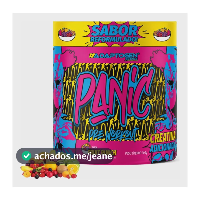 Panic Pré Treino 300g Adaptogen Sabor Frutas Vermelhas Suco De Frutas