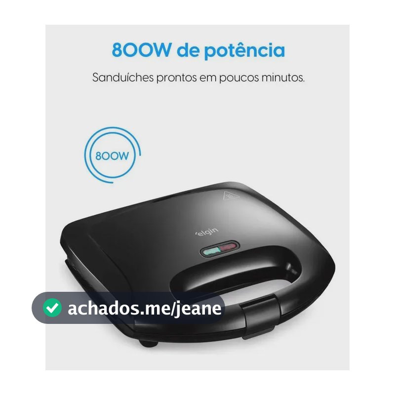 Sanduicheira Fast Time Elgin 800w Placas Duplas Preto