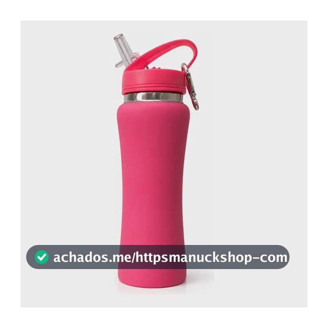 Garrafa Térmica Emborrachada 600 Ml Canudo Premium