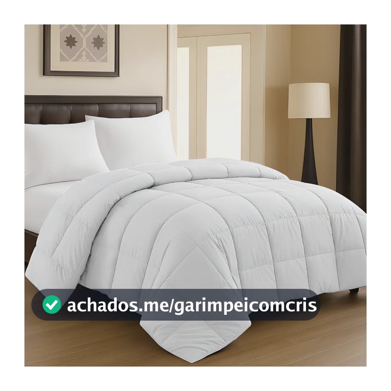 Edredom Queen 400 Fios Dupla Face Pluma Extra Macia Luxo Branco