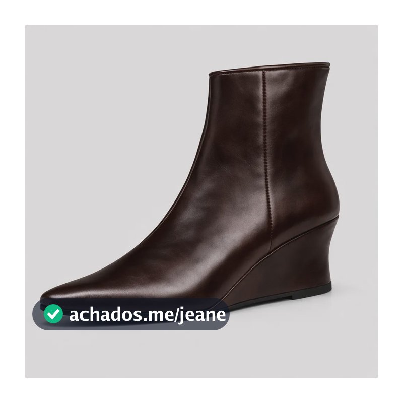 Bota Feminina Salto Cunha Bico Fino Cano Curto Moda Chique Marrom 37 Br