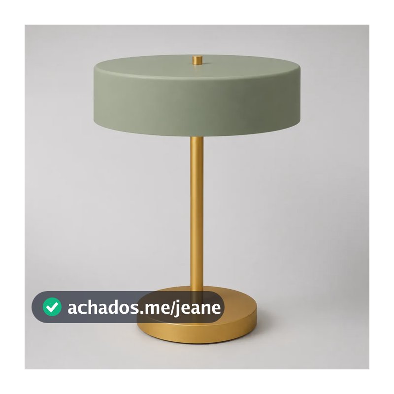 Abajur De Mesa Moderno Preto E Dourado Com Cúpula Cilíndrica Dourado Verde-musgo 127/220v