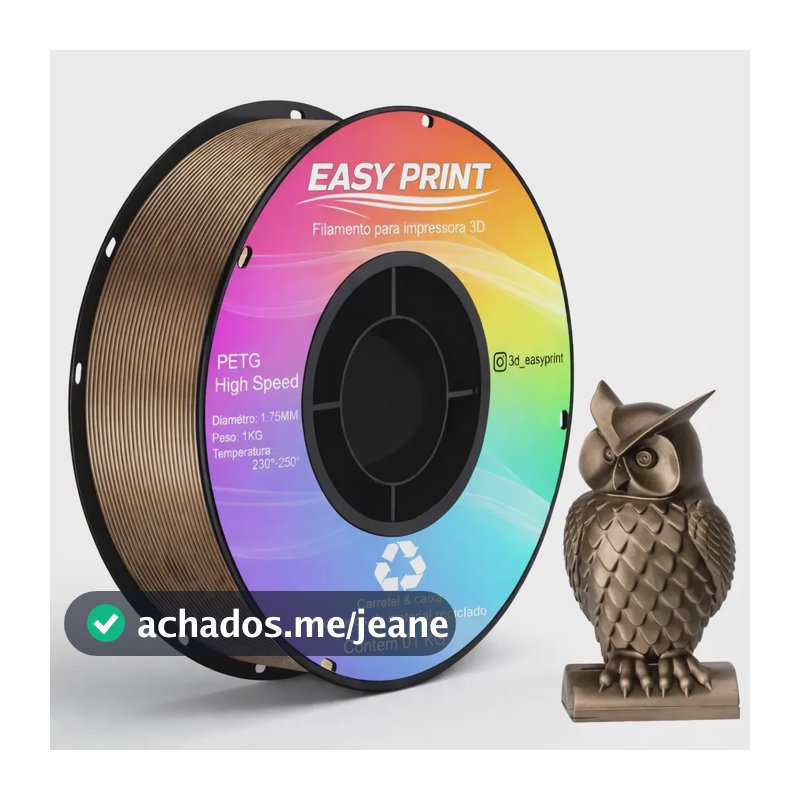 Filamento Petg Easy Print 3d Premium Impressão High Speed E High Fluid 1.75mm Para Impressora 3d Champagne Metálico
