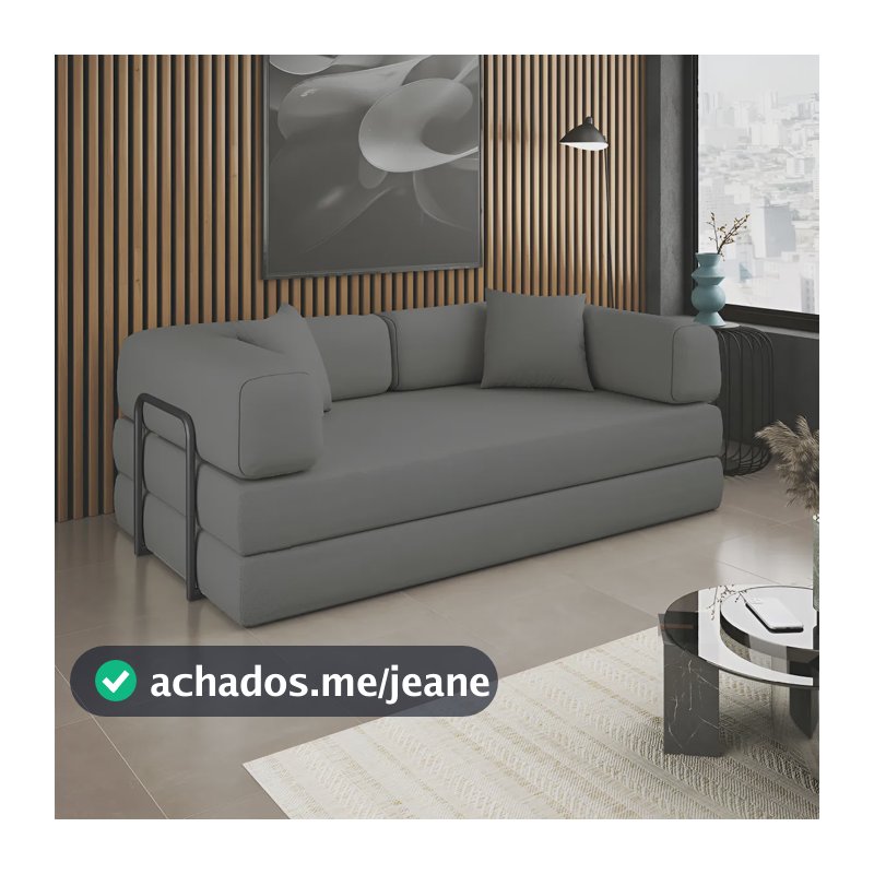 Sofá Cama Colchão Casal Compact Air Confortável Moderno Sala Grafite Balaqui Decor