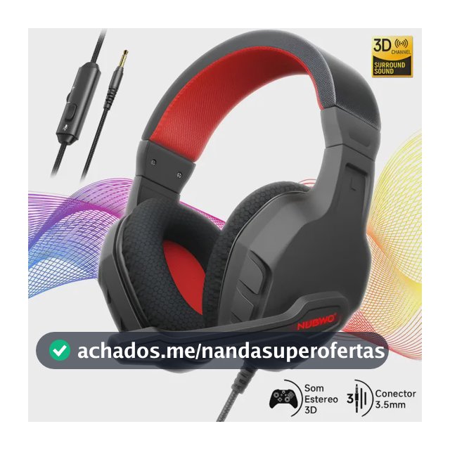 Headset Gamer Nubwo® U3 Fone 3d Estéreo Ouvido Para Pc Ps4 Preto