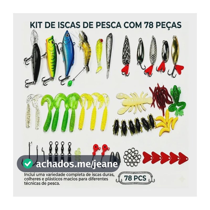 Kit 78 Iscas Artificiais Para Pesca Tilápia E Tucunaré Azul