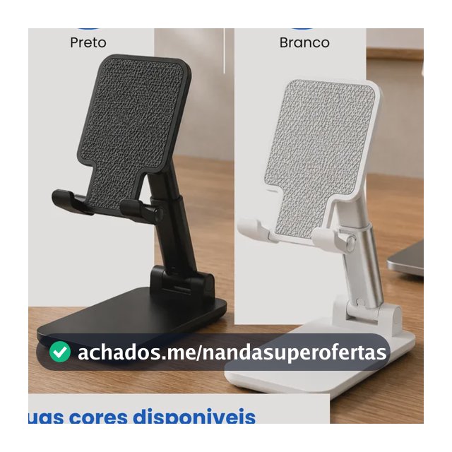 Kit 2 Suportes Celular Tablet De Mesa Ajustável Dobrável 1 Branco E 1 Preto