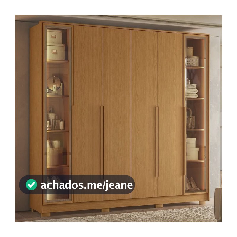 Guarda Roupa Casal 237cm 6 Portas Palermo Cinamomo A02 Cinamomo