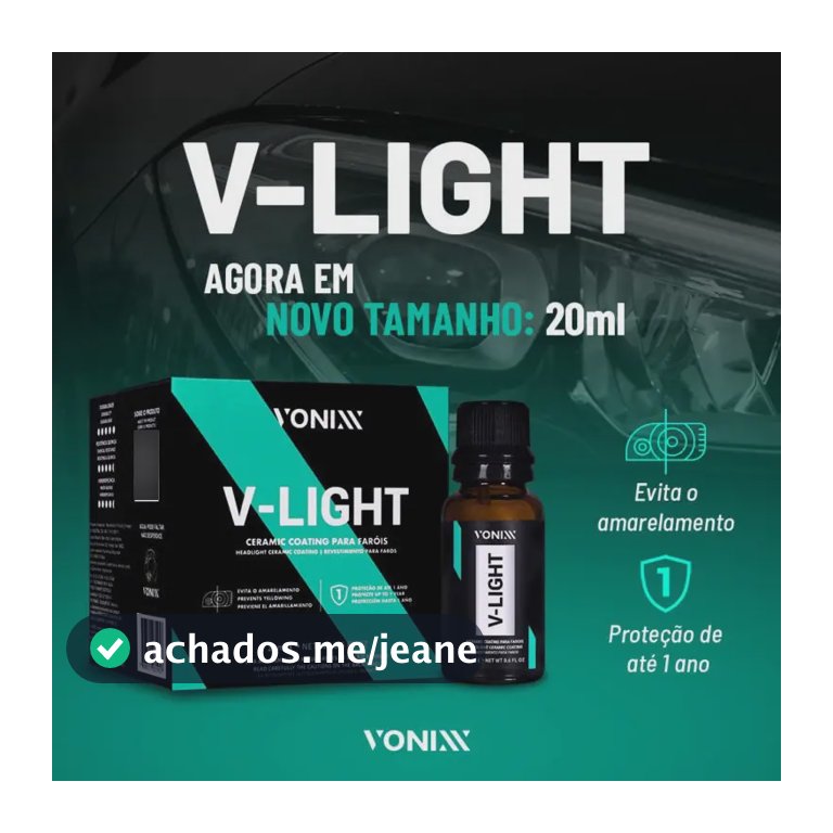 Vitrificador restaurador para faróis v-light 20ml vonixx