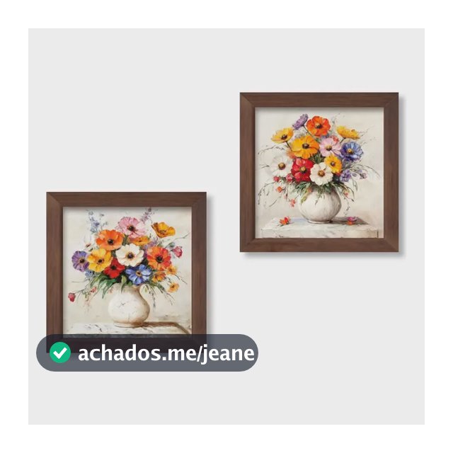 2 Quadros Decorativos Para Sala Banheiro Cozinha Vaso Flores