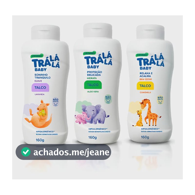 Kit Talco Trá Lá Lá Baby Collection (3un Com 160g Cada)