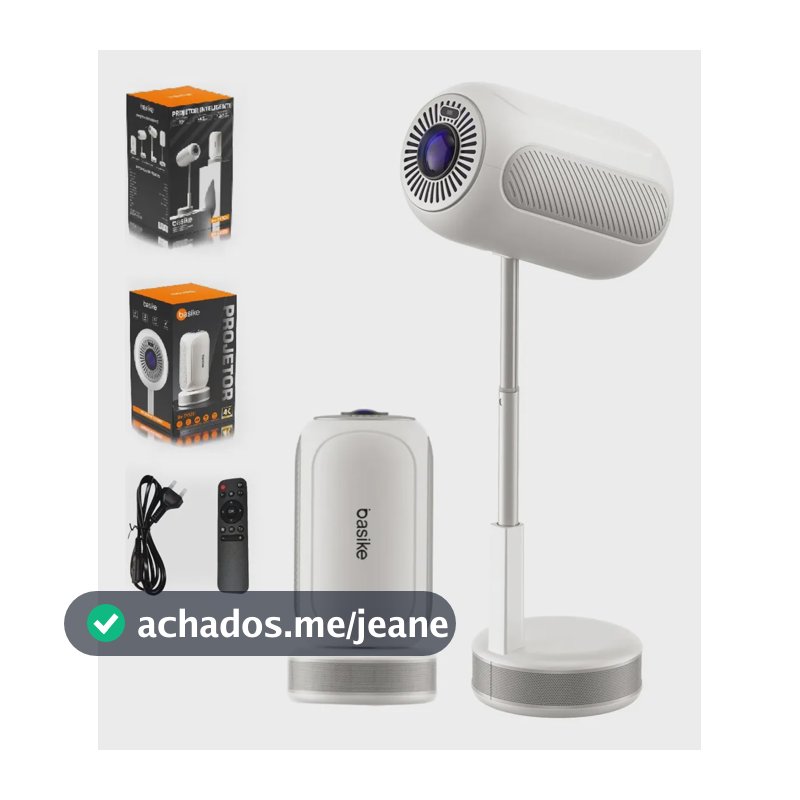 Projetor Basike Inteligente Telescópico Com Wi-fi E Bluetooth, Full Hd 4k Para Cinema E Jogos Branco Pérola
