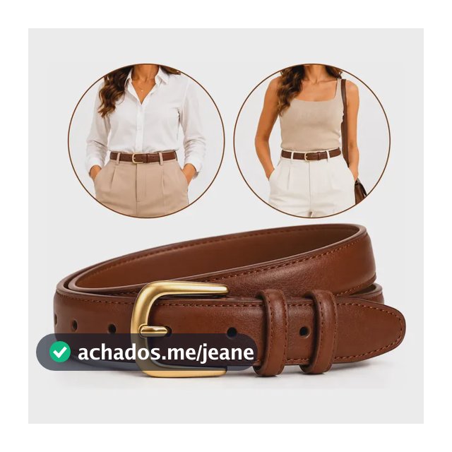Cinto Feminino Fino Casual Social Elegante Ajustável Moda Marrom Liso 110