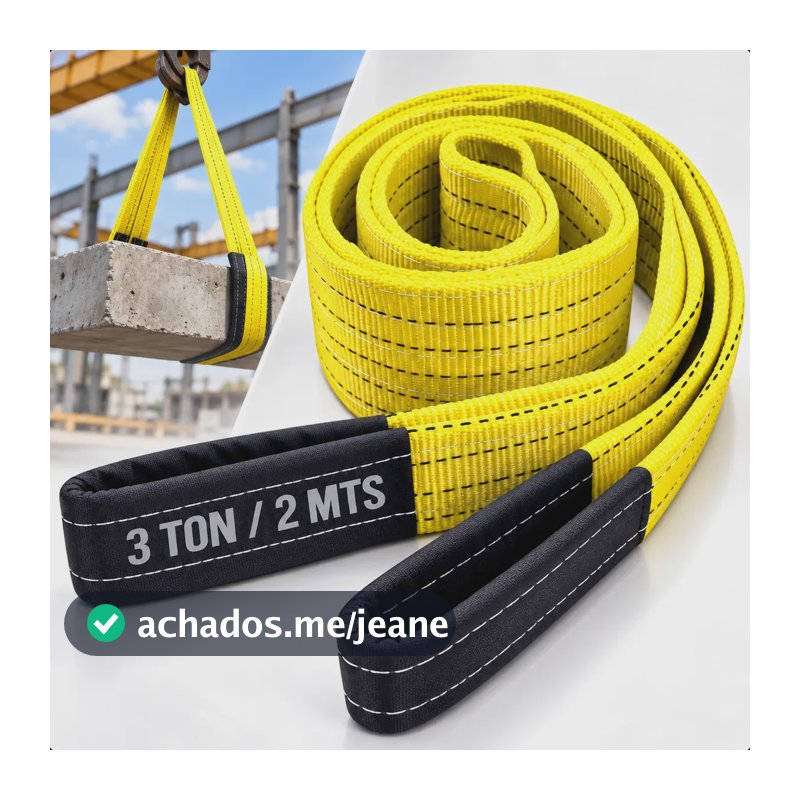 Cinta De Elevação Carga 3 Toneladas 2 Metros 90mm Reforçada Amarelo