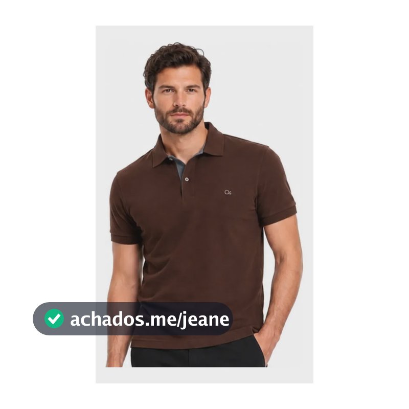 Camisa Polo Ogochi Slim Camiseta Algodão Masculina Original Marrom Café Liso M