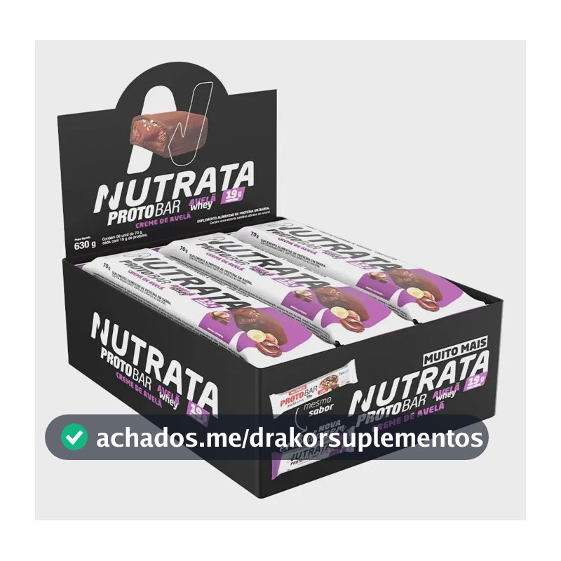 Protobar Whey 70g Display com 9 un Creme de Avelã Nutrata