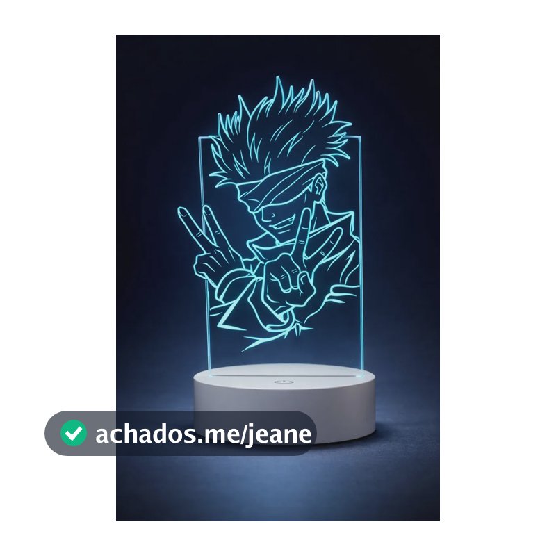 Luminária 3d Gojo Jujutsu Kaisen Led Abajur Anime Gamer Preto 127v