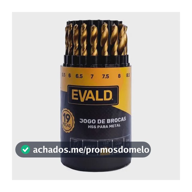 Jogo De Brocas De Aço Rápido Hss Din338 1mm A 10mm 19 Peças Titânio Evald