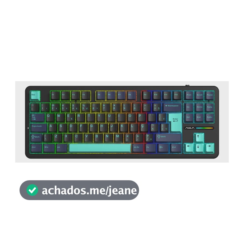 Teclado Mecânico Aula F87 Sem Fio Verde/preto Hotswap Abnt2 Verde/preto Português Brasil
