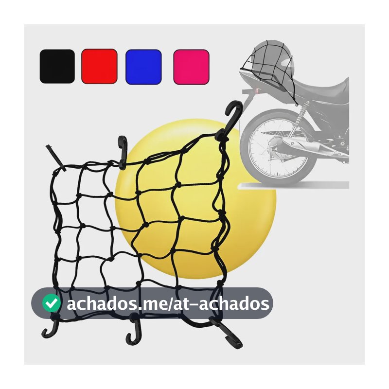 Rede Elástica Para Capacete E Bagageiro De Moto 35cm X 35cm Preta